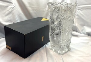 ■47 KAMAY GLASS [Lead Crystal24％] 約4㎏ カメイガラス クリスタルガラス 花瓶 フラワーベース 箱付き 未使用保管品