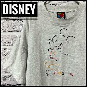 【 ディズニー 】 Disney ミッキー 半袖 Tシャツ フロリダ 古着 US グレー 白 ホワイト ディズニーランド フロリダ ディズニーリゾート