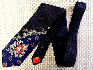 ♪33225C♪良品【刺繍 花 植物 柄】クリスチャンラクロワ【Christian Lacroix】ネクタイ