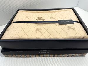 未使用 ■元箱付き BURBERRY バーバリー 西川 綿100% タオルケット 刺繍ロゴ ロゴ柄 シーツ