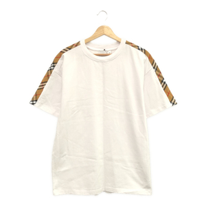 BURBERRY　LONDON　バーバリー ロンドン　ヴィンテージチェック　Tシャツ　Mサイズ　肩ノバチェック柄切替　ホワイト/ベージュ