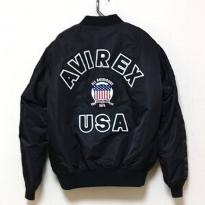 アヴィレックス MA-1 フライトジャケット SIGNATURE/VARSITY『AVIREX USA』バックロゴ/パッチ/ワッペン【超希少★AVIREX★ブラック★2XL】