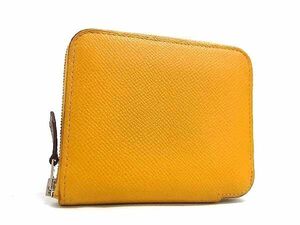 1円 ■美品■ HERMES エルメス アザップ シルクイン コンパクト ヴォーエプソン コインケース C刻印 2018年 イエロー系 AZ4633