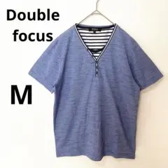 Doublefocus ダブルフォーカス M レイヤード風Tシャツ ブルー 半袖