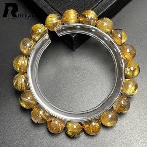 綺麗 EU製 定価9万円★ROBEAN・太陽花タイチンルチル★黄金針水晶 金運 開運 ゴールド ブレスレット パワーストーン 10.4-10.8mm M1119485