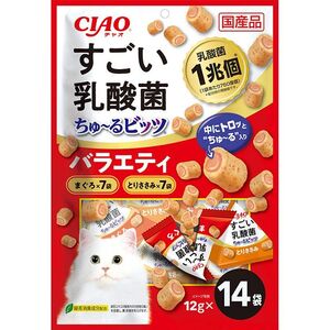 いなばペットフード CIAO すごい乳酸菌ちゅ～るビッツ バラエティ 12g×14 猫用おやつ