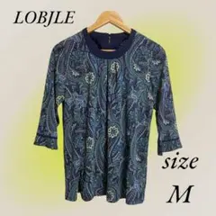 LOBJLE トップス 青 ブルー Mサイズ カットソー ペイズリー柄