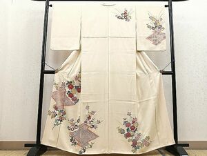 平和屋野田店■訪問着　絞り　駒刺繍　松皮菱花文　金彩　逸品　BAAI4781yc