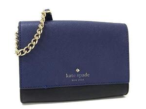 1円 ■美品■ kate spade ケイトスペード PWRU4450 レザー クロスボディ ショルダー ミニバッグ レディース ネイビー系 FJ3055