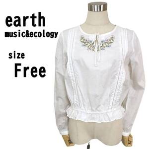 【F】earth music&ecology トップス ブラウス 薄手 ホワイト