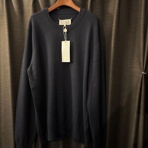 Maison Margiela メゾンマルジェラ レザーエルボーパッチニット XL ネイビー