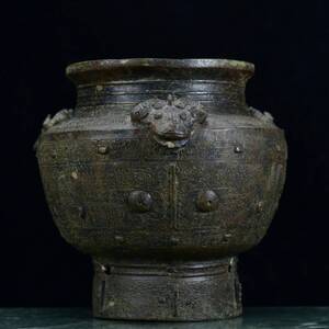 青銅器 中国の戦国時代 四羊罍 時代物 中國古美術 極細工 置物 賞物 唐物 古美術品 DYW36