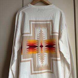 ペンデルトン　PENDLETON　ハーディング柄　長袖Tシャツ　バックプリント　ユニセックス　男女兼用　ゆるダボ　ドロップショルダー