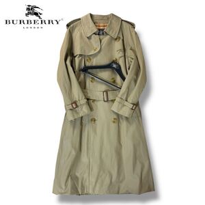 【美品】BURBERRY Burberrys バーバリー コットン トレンチコート ロングコート ノバチェック ベージュ アウター 170サイズ 専用ハンガー付