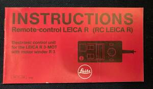 ライカ Leica R3 MOT Remoto-Control R (RC LEICA R)1979年 使用説明書 英語版