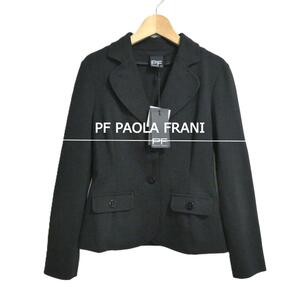 未使用 PF PAOLA FRANI ピーエッフェパオラフラーニ サイズ40 ミドル丈 ストレッチ シングル 2B ニット系 テーラードジャケット ブラック