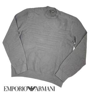 XXLサイズ コレクションアイテム イーグルマーク クルーネックニット エンポリオアルマーニ EMPORIO ARMANI ダークグレー