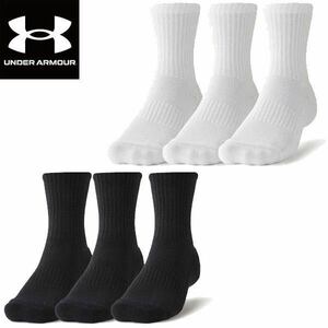 UNDER ARMOUR アンダーアーマー 3足組ソックス コットン ミッドクルー ソックス 靴下 ブラック