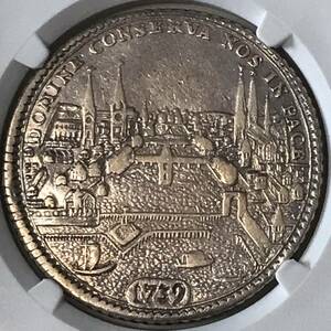 ★1739 スイス　チューリッヒ　ターラー銀貨　都市景観　NGC VF DETAILS CLEANED