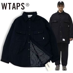 25 美品 国内正規品 WTAPS ダブルタップス 212WVDT-JKM01 WCPO 01 JACKET WONY. MELTON メルトン オーバーシャツ ジャケット ブラック 03