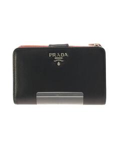 PRADA◆プラダ/2つ折り財布/ブラック/BLK/無地/レディース