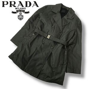 u125 希少 良品 PRADA プラダ ナイロンコート ジャケット アウター オリーブ カーキ 40 イタリア製 アーカイブ Vintage 正規品 レディース