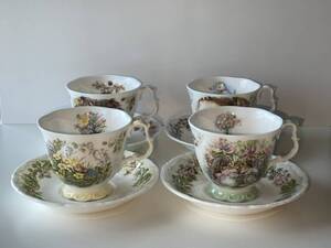 ロイヤルドルトン ブランブリーヘッジ ティーカップ&ソーサー 4客セット★春 夏 秋 冬★ROYAL DOULTON★BRAMBLY HEDGE★四季 英国陶磁器