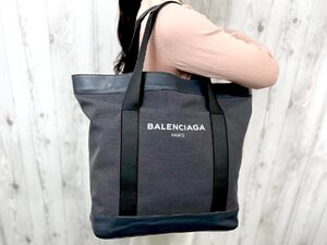 極美品 BALENCIAGA バレンシアガ トートバッグ ショルダーバッグ バッグ キャンバス×レザー グレー A4収納可 メンズ 79781Y