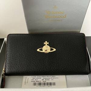 新品 未使用品 Vivienne Westwood ヴィヴィアン ウエスト ウッド ブラック 黒 長財布 ブラック レザー ロゴ 財布