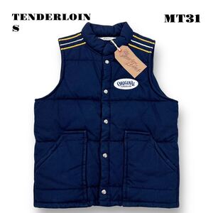 ★年末セール中！ TENDERLOIN テンダーロイン T- DOWN VEST DUCK RACING ダウン ベスト ダック レーシング サークルワッペン ネイビー 紺 S