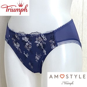 Mサイズ☆トリンプ アモスタイル レース花柄 Triumph フローラルAMOSTYLEステッチ AMST1242 ショーツ ネイビー S834