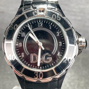 美品 DOLCE&GABBANA ドルチェアンドガッバーナ D&G 腕時計 アナログ クオーツ 3針 ブラック文字盤 新品電池交換済み 動作確認済み