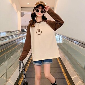 【5枚まとめ】 【新品】130~170cm 子供服 長袖 ロングTシャツ 【軽量】【薄手】 女の子 ロンt ブラウン カットソー