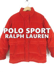 90s ポロスポーツ ラルフローレン ★ コーデュロイ ダウンジャケット ★ POLO SPORT RALPH LAUREN レディース レザーワッペン ビンテージ