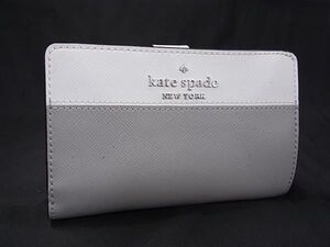 kate spade ケイトスペード WLR00124 レザー ニつ折り 財布 ウォレット レディース グレー系×アイボリー系 DE8294