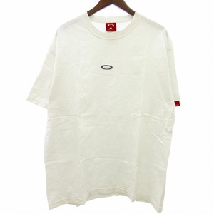 オークリー OAKLEY ヴィンテージ 00s 赤タグ ロゴTシャツ カットソー ロゴ刺繍 バックタグ 袖ピスタグ 白 ホワイト XL ●ECO