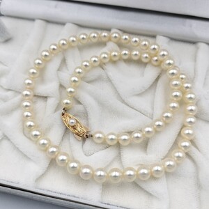 【テリ抜群!】タサキ TASAKI アコヤ あこや パール ネックレス 6mm〜6.5mm 45cm K14 刻印 24.8g 本真珠 akoya pearl jewelry necklace 田崎