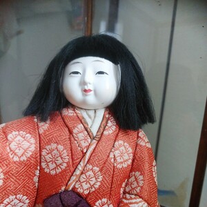 木目込み人形 日本人形 着物 置物　レトロ　時代物　古い人形　女の子　ケース入り 市松人形