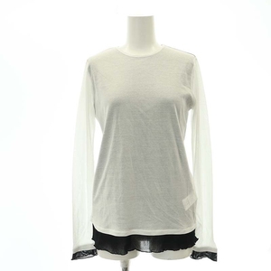 ジェーンスミス 24SS SHEER BICOLOR LONG SLEEVE TOPS トップス カットソー 長袖 フェイクレイヤード ONE 白 黒 /MI ■OS レディース