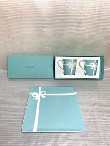 TIFFANY ティファニー 食器 ブルー リボン マグカップ ブルーボックス プレート ブランド物 箱付き マグカップ未使用品 2-9