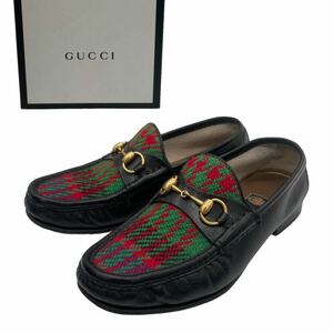 GUCCI グッチ ホースビットローファー ツイードチェック 蜂 24.5cm 箱付き