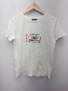 ◇ A.P.C. アーペーセー クルーネック ロゴプリント カジュアル 半袖 Tシャツ カットソー サイズM ホワイト系 レディース P