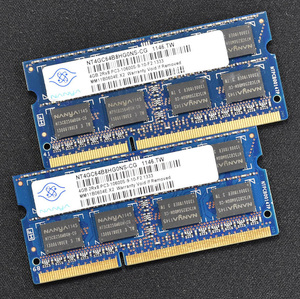 (送料込) 4GB 2枚組 (合計 8GB) PC3-10600S DDR3-1333 S.O.DIMM 204pin 2Rx8 [1.5V] [NANYA 4G 8G] Macbook Pro iMac (DDR3) (管:SB0524