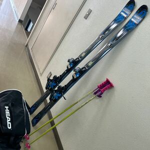 【131841】K2 RICOCHE ケーツー リコシェ スキー板 167cm MARKER マーカー ビンディング KIZAKI ストック 約106cm HEAD 収納袋付き