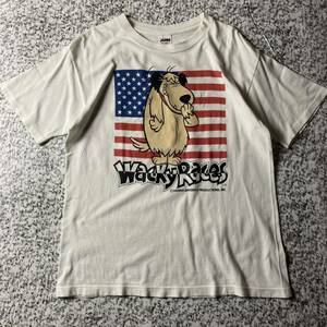 【90sUSA製】チキチキマシーン猛レース　ビンテージプリントTシャツ　ケンケン　ホワイト　Lサイズ 古着　アニメ　アメリカ製