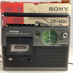 k551 SONY ラジオカセットレコーダー CF-1480 箱付き FM AM ラジカセ ラジオ カセット テープ ソニー 当時物 昭和 レトロ 動作確認済 中古