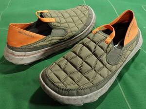 ▲メレルMERRELL 中綿入りキルティングアッパー スリッポン HUT MOCハットモック 2 ライトオリーブオレンジ MEN’S 27.0cm 美品!!!▲