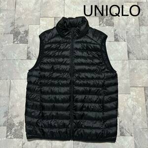 UNIQLO ユニクロ ダウンベスト ジップアップ ポケットジップ 薄手 ナイロンベスト ブラック サイズM 玉FS1340