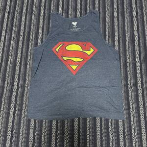 ★138 美品 USED スーパーマン タンクトップ L 150cm〜160cm 青系 アメリカ購入★DCコミックス アメコミ superman action comics badman