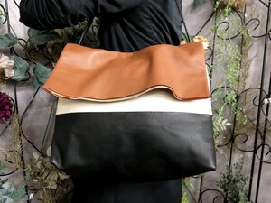 ●美品●CELINE セリーヌ●オールソフトバッグ●レザー 本革●ショルダー バッグ●茶 黒 オフホワイト●SV金具●肩掛け●B5 書類●Js53717